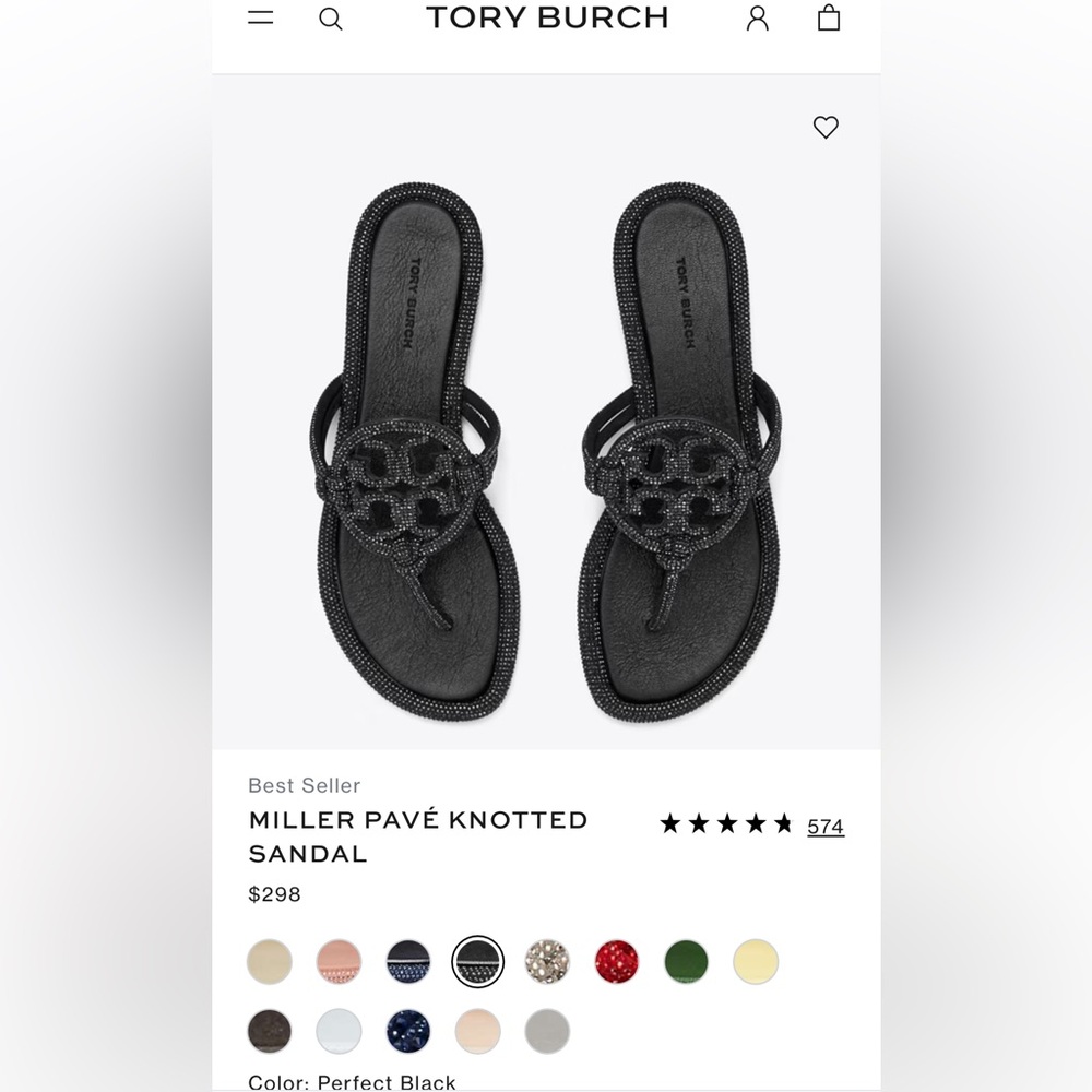 Tory Burch Black Miller Pavé Knotted Sandals